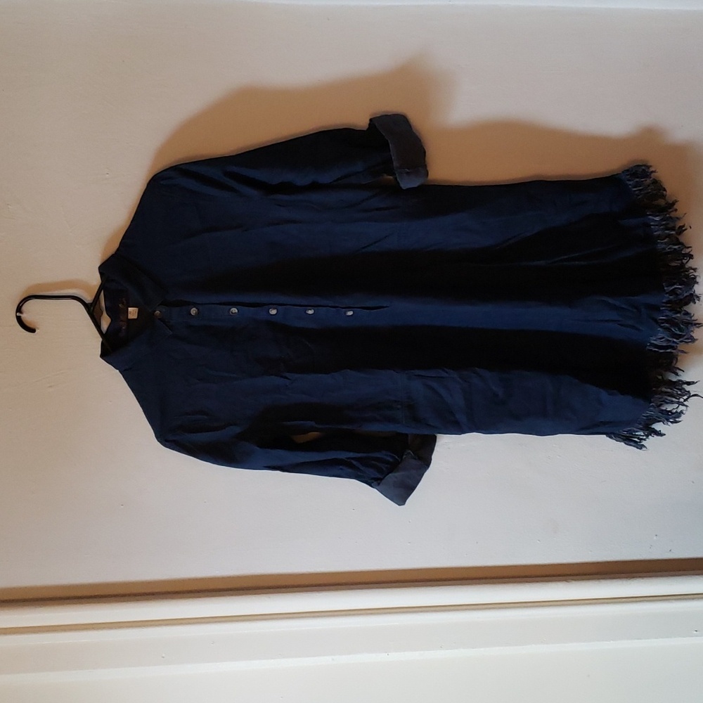 Blue Rain | Denim Fringe Midi Dress | M | NWT